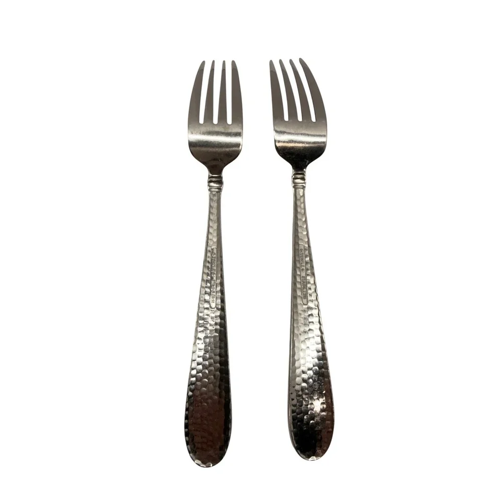 Towle Living Wave Hammered Stainless Steel Dinner Forks Set of 2 Replacement